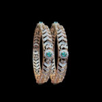 Radiant Emerald & Diamond Rose Gold Bangles Pair