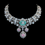 Regal Emerald & Diamond Victorian Peacock Necklace