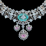 Regal Emerald & Diamond Victorian Peacock Necklace