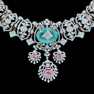 Regal Emerald & Diamond Victorian Peacock Necklace