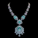 Majestic Emerald Diamond & Pink Sapphire Bridal Necklace