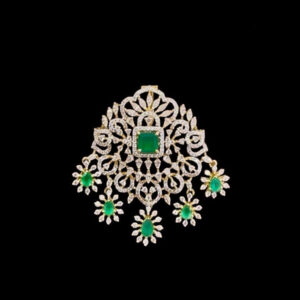 Regal Emerald & Diamond Floral Gold Pendant
