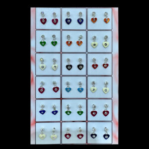 Playful Enamel Heart Silver Drop Stud Set