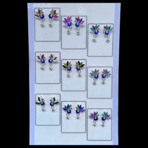 Whimsical Meenakari Lotus Silver Drop Earrings