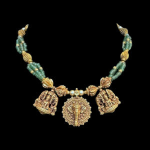 Divine Ganesha Antique Gold Bead Necklace