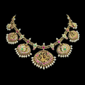 Regal Saraswati Kundan Antique Gold Necklace
