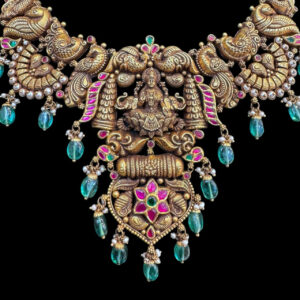Divine Lakshmi Peacock Antique Gold Temple Choker II