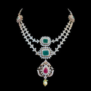 Regal Emerald & Ruby Diamond Two-Layer Necklace