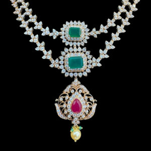 Regal Emerald & Ruby Diamond Two-Layer Necklace