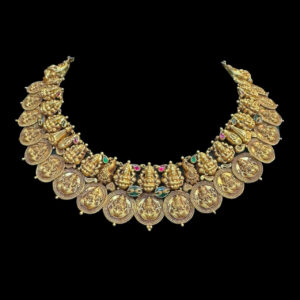 Majestic Lakshmi Kasu Antique Gold Necklace