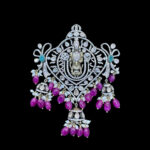 Divine Venkateswara Silver Pendant with Ruby Drops
