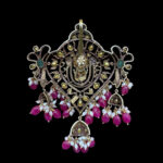Divine Venkateswara Silver Pendant with Ruby Drops