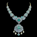 Grand Emerald & Diamond Pearl Drop Necklace