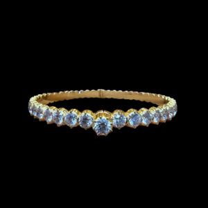 Dainty Diamond Solitaire-Line Gold Bangle