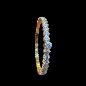Dainty Diamond Solitaire-Line Gold Bangle