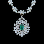 Radiant Emerald & Diamond Blossom Necklace