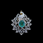 Graceful Peacock Diamond & Emerald Pendant II