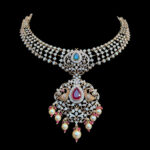 Regal Peacock Diamond & Ruby Antique Necklace