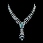 Ethereal Emerald & Diamond Floral Drop Necklace