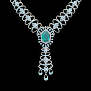 Ethereal Emerald & Diamond Floral Drop Necklace