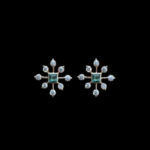 Radiant Emerald & Diamond Starburst Studs