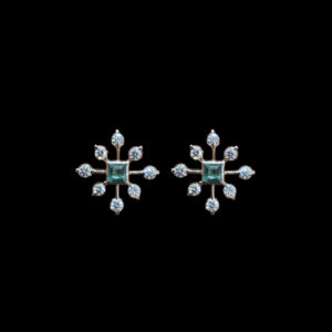Radiant Emerald & Diamond Starburst Studs