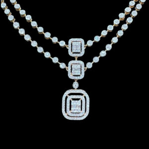 Elegant Diamond Two-Layer Drop Necklace