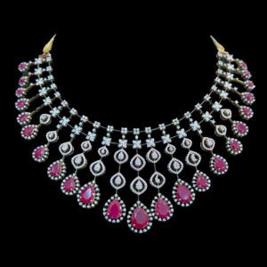 Majestic Ruby & Diamond Cascade Bridal Necklace