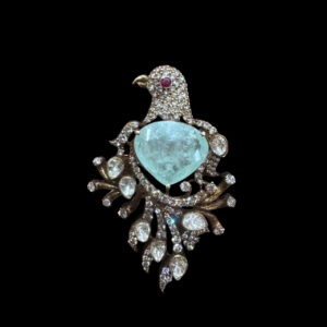 Whimsical Parrot Diamond & Emerald Pendant