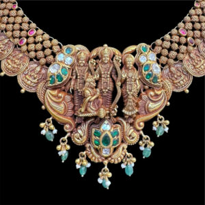 Majestic Ram Parivar Antique Gold Temple Necklace