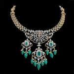 Divine Lakshmi Diamond & Emerald Drop Necklace