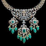 Divine Lakshmi Diamond & Emerald Drop Necklace
