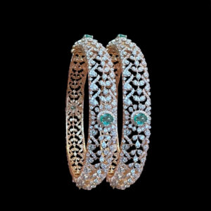 Regal Emerald & Diamond Bridal Bangles Pair