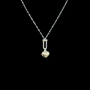 Elegant Puffed Heart Silver Pendant Chain
