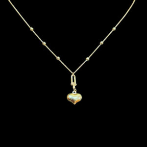 Dainty Gold Bead & Heart Pendant Chain