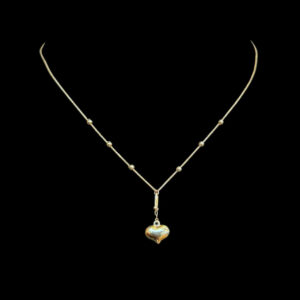 Dainty Gold Bead & Heart Pendant Chain