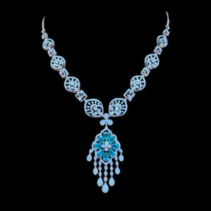 Ethereal Blue Topaz & Diamond Chandelier Necklace
