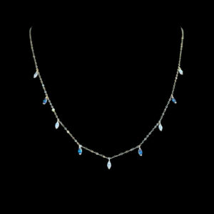 Ethereal Blue Sapphire Drop Gold Chain