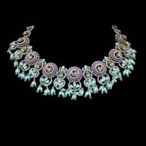 Regal Lakshmi Ruby & Diamond Victorian Necklace