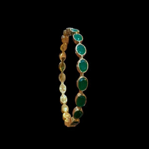Regal Emerald Studded Gold Bangle