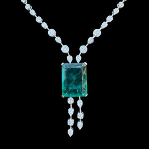 Majestic Emerald-Cut & Diamond Drop Necklace