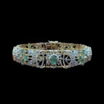 Regal Emerald & Diamond Antique Gold Cuff Kada