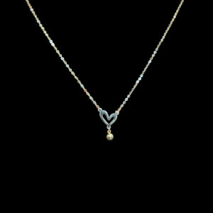 Dainty Gold Open Heart & Bead Drop Chain