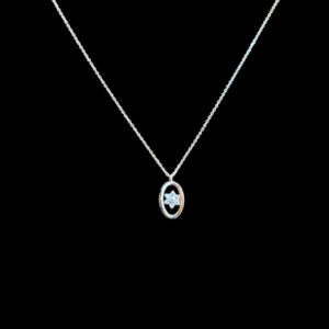 Graceful Diamond Star Oval Pendant Chain