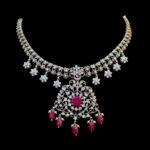 Regal Ruby & Diamond Blossom Necklace
