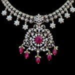 Regal Ruby & Diamond Blossom Necklace