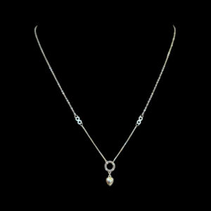 Dainty Gold Puffed Heart Drop Pendant Chain