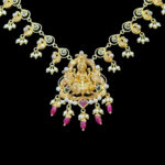 Divine Lakshmi Antique Gold Necklace with Ruby Drops