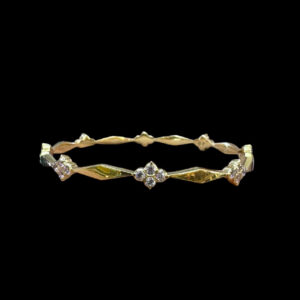 Elegant Diamond Floral Gold Bangles Pair