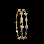 Elegant Diamond Floral Gold Bangles Pair